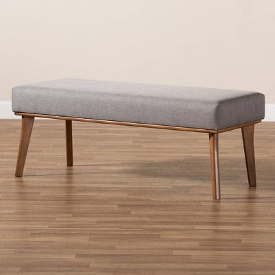 Odessa 47'' Walnut Brown Mid-Century Modern Upholstered Dining Bench