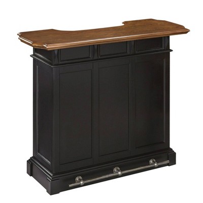 Americana Black and Oak Hardwood Bar with Adjustable Shelves