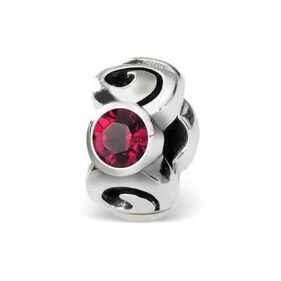 Black Bow Jewelry Sterling Silver July Crystal Birthstone, 3-Stone Bead Charm