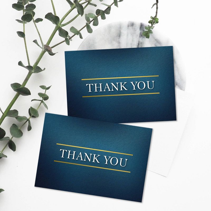 50ct Medieval Thank You Note Card &#38; Envelopes Teal, 3 of 4