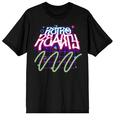 2K Tech Y2K Retro Reality Neon Lights Crew Neck Short Sleeve Men's Black  T-shirt-Small