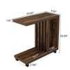 Resenkos Sofa Side End Table, End Table, Couch Table,2-Tier End Table, C-Shaped Wood Side Table with Lockable Wheels,Brown - 2 of 4