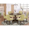 HomeStock 7-Piece Distressed Jacobean Finish Solid Wood Top Dining Table with 6-Parson Chairs - 2 of 4