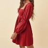 EXLURA Womens Square Neck Dress Long Puff Sleeve A-Line Casual Short Mini Dresses - 2 of 4