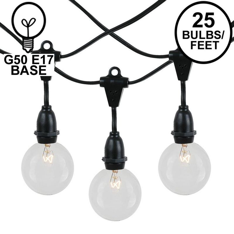 Novelty Lights Globe Outdoor String Lights with 25 suspended Sockets Suspended Black Wire 25 Feet, 1 of 10