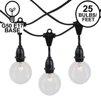 Novelty Lights Globe Outdoor String Lights with 25 suspended Sockets Suspended Black Wire 25 Feet