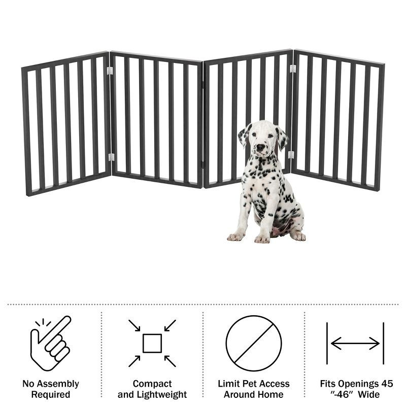 Pet Adobe 4-Panel Indoor Foldable Pet Gate, Black, 4 of 8