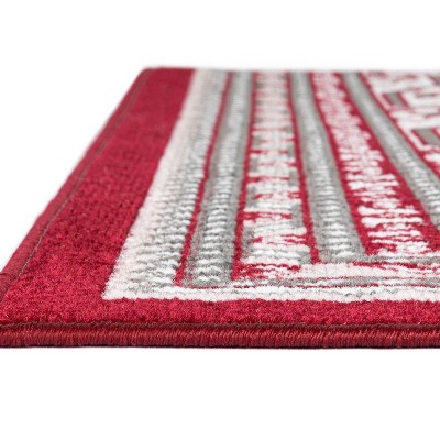 Red and Ivory Rectangular Synthetic Woven Area Rug