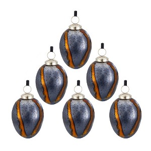 6 PCS Christmas Ball Ornaments, Egg Shaped Xmas Tree Baubles, Blue Gray ...
