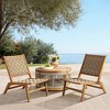 LuxenHome Outdoor Acacia Wood Woven Back and Seat Armless Deck Chair Brown - 3 of 4