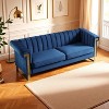 VASIP Luxury Blue Velvet Chesterfield Sofa,3-Seater with Gold Metal Legs and Channel Tufted Back,for Living Room,Office - 2 of 4