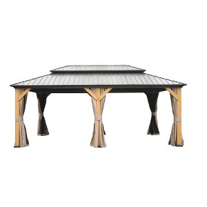 VisioGear Canopies and Gazebos, Gazebo with Double Roof Canopy, Gazebo Pavilion for Patio and Backyard, Brown, 234"*142.8"*122.4" - 1 of 4