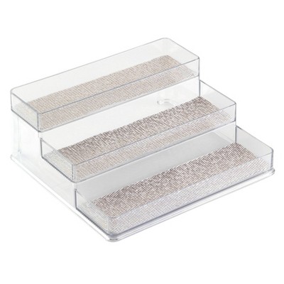 iDESIGN Twillo Plastic Stadium Spice Rack Tier Organizer Metallico Clear: Kitchen Cabinet Storage, Hand Wash, 10.25" Width