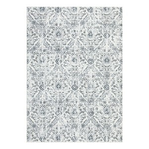 Traditional Tiled Area Rug – Faded Cream Transitional Design, Stain-Resistant Carpet for Home & Office - 1 of 4