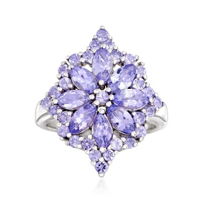 Ross-Simons 2.70 ct. t.w. Tanzanite Flower Burst Ring in Sterling Silver