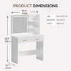 WAYES Vanity Desk with LED Mirror, 3-Foot White Makeup Table for Bedroom, Storage Drawers, and Shelves, White Finish - 2 of 4