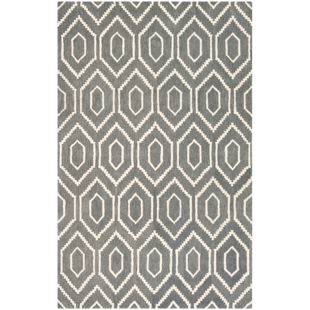 4'x6' Tami Geometric Tufted Rug Dark Gray/Ivory - Safavieh