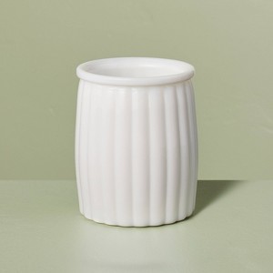 Ribbed Milk Glass Bathroom Tumbler White - Hearth & Hand™ with Magnolia: Elegant Vanity Accessory, Hand Washable - 1 of 4