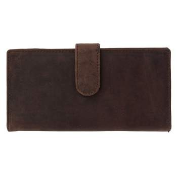 CTM Vintage Leather RFID Checkbook Cover Wallet with Snap Closure