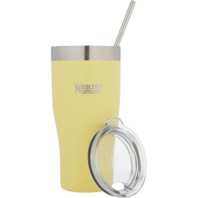 Healthy Human Stainless Steel Tumbler with Straw & Lid | (32oz, Limoncello)