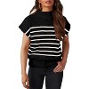 Coolmee Women's Ribbed Sweater Crew Neck Short Sleeve Loose Fit Knit Pullover Tops - 2 of 4