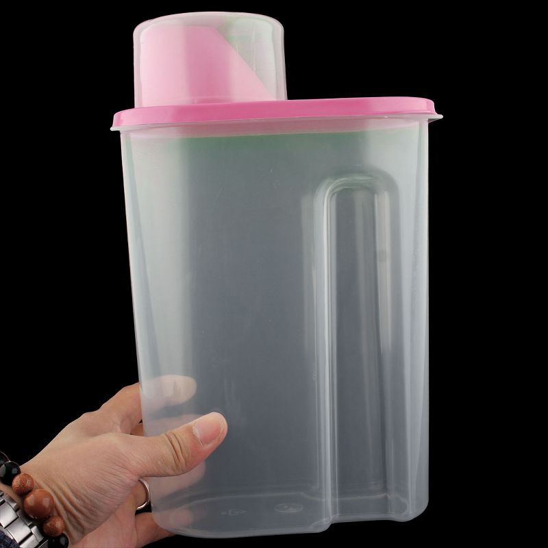 Unique Bargains Plastic Kitchen Cereal Grain Bean Rice Food Storage Container 2.5L Pink Clear 1 Pc, 2 of 5