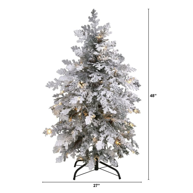 Nearly Natural 4-ft Flocked Montana Down Swept Spruce Artificial Christmas Tree with 70 Clear LED Lights, 2 of 8