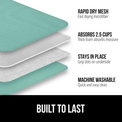 LunaLulinlk Dish Drying Mat Thick Absorbent Microfiber Mat for Under Dryer Rack 16x18 In Mint