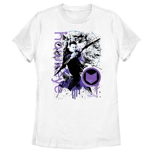 Women's Marvel Hawkeye Clint Barton Bow Ready Paint Splatter T-Shirt - 1 of 4