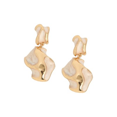 SOHI Women's Opal White The Eroded Drop Earrings