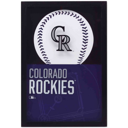 MLB Colorado Rockies Baseball Logo Glass Framed Panel