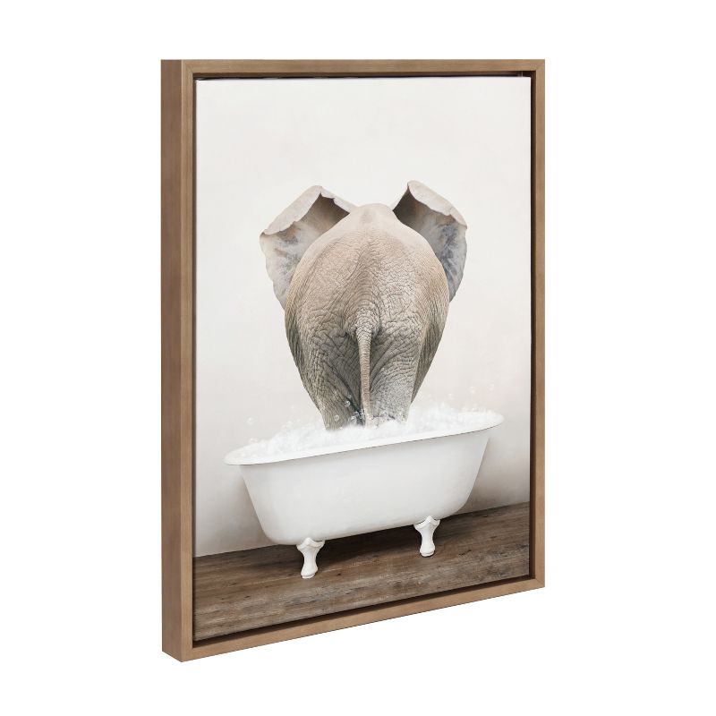 18&#34; x 24&#34; Sylvie Elephant Back in Rustic Bath Framed Canvas by Amy Peterson Gold - Kate &#38; Laurel All Things Decor, 1 of 8