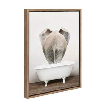 18" x 24" Sylvie Elephant Back in Rustic Bath Framed Canvas by Amy Peterson Gold - Kate & Laurel All Things Decor