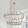Dewdrop Farmhouse 28-Light Brushed Gold Pendant Light Large Candle Style Chandelier for Foyer and High Ceiling ETL Listed - 3 of 4