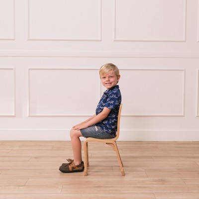 Natural Birch Plywood Stackable Kids Chair, 12in Seat Height, 2-Pack