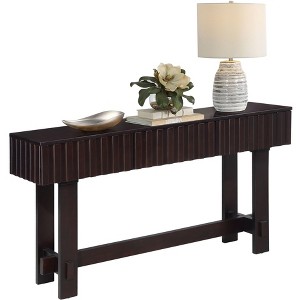 Gulches 52 inch Sofa Table with Storage Drawers Mid Century Farmhouse Fluted Console Table with Solid Wood Legs Entryway Table Espresso - 1 of 4