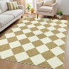 Coucheta Washable Checkered Area Rug, Non-Slip & Stain Resistant, Modern Geometric Plaid Carpet for Bedroom, Living Room, Hallway, Dining & Nursery - 4 of 4