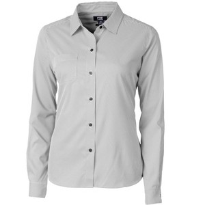 Cutter & Buck Versatech Pinstripe Stretch Womens Long Sleeve Dress Shirt - 1 of 2