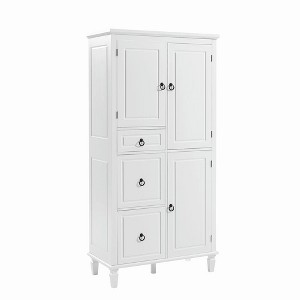 Resenkos Retro Multi-Functional Storage Cabinet with Adjustable Shelves, 3 Drawers, and 3 Enclosed Compartments, White - 1 of 4
