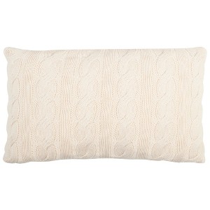 Sweater Knit Lumbar Throw Pillow Natural - Safavieh, White