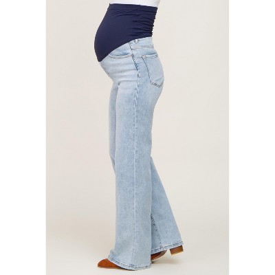 PinkBlush Light Blue Wide Leg Maternity Jeans - image 3
