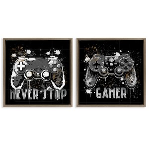 Stupell Industries Never Stop Modern Gamer 2pc Floating Frame Art Set - 1 of 4