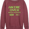 Women's - Instant Message - Anime Over Yes No Lightweight French Terry Wide Neck Long Sleeve Shirt - 2 of 4