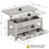 Summit Adventure 47.2" Lift-Top Coffee Table - 2 Drawers & Hidden Storage, Retro Wooden Top for Living Room - Gray - 3 of 4