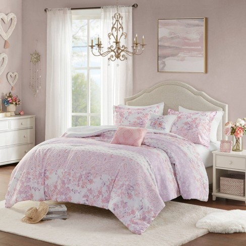 Intelligent Design Twin twin Xl Colette Floral Paisley Comforter Set Pink Hypoallergenic Dorm Bedding Oeko tex Certified Target