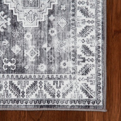 Gray 9' x 12' Vintage Distressed Washable Area Rug