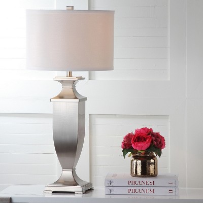 Ambler Set of 2 Nickel Table Lamps with White Cotton Drum Shades