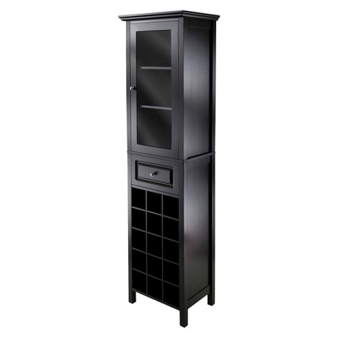 Wine Cabinet Wood Black Winsome Target