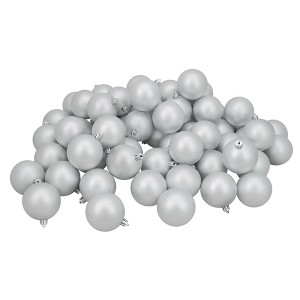 Northlight Shatterproof Matte Christmas Ball Ornaments 2.5" (60mm) - Silver - 60ct - 1 of 4