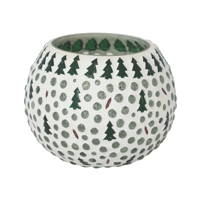 Storied Home Sphere Glass Mosaic Tealight/Votive Holder with Trees, Multicolor